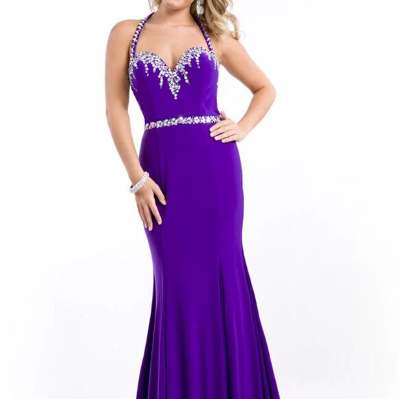 Rachel Allan Dresses | Rachel Allan Partytime Purple Long 0 Stretch Jersey Prom Dress Pageant Gown 2710 | Color: Purple | Size: 0 | Kimsbtq's Closet